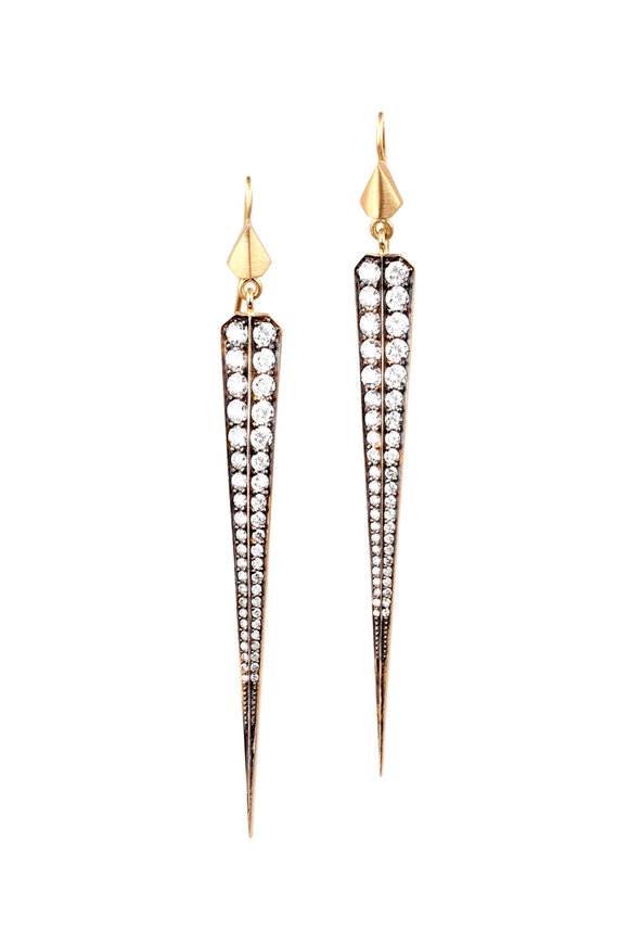 Sylva & Cie Long Diamond Spike Earrings