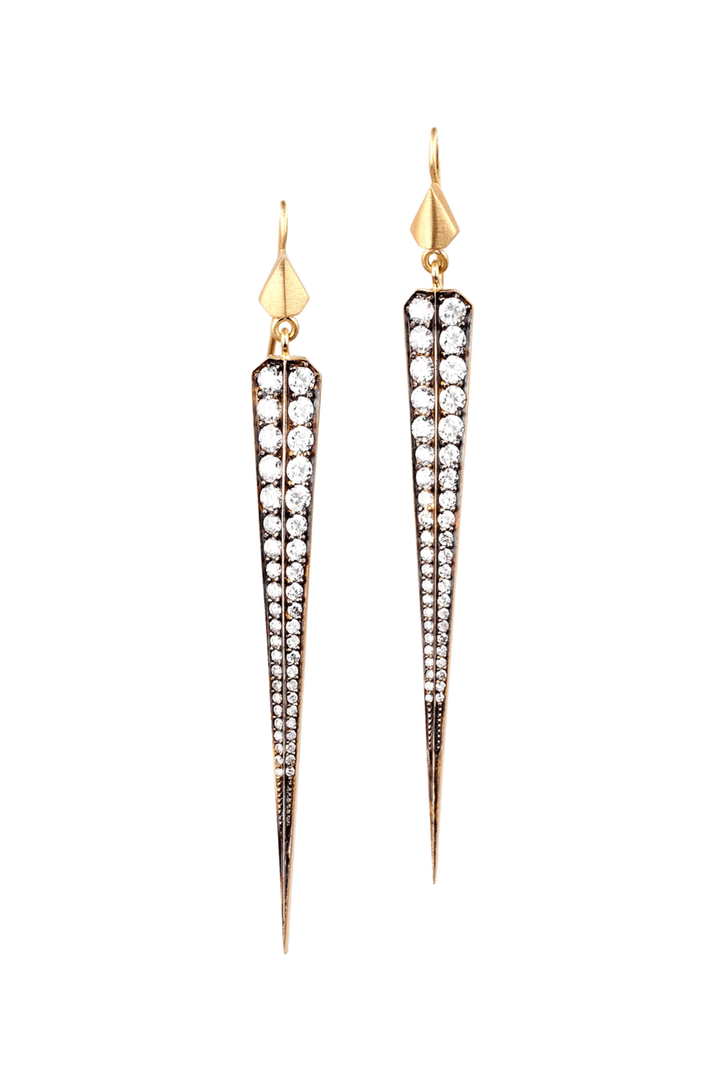Sylva & Cie - Long Diamond Spike Earrings