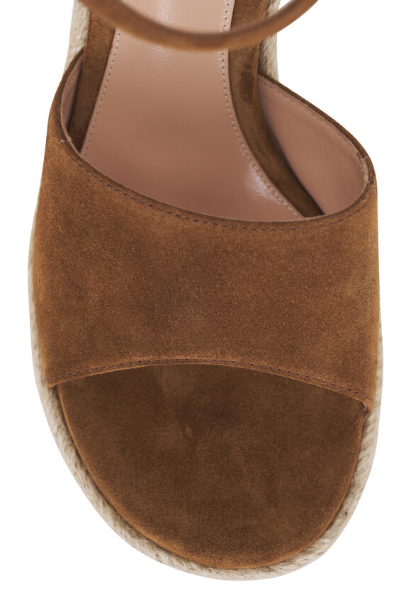 Gianvito Rossi Brown Suede Espadrille Wedge, 60mm - view 6