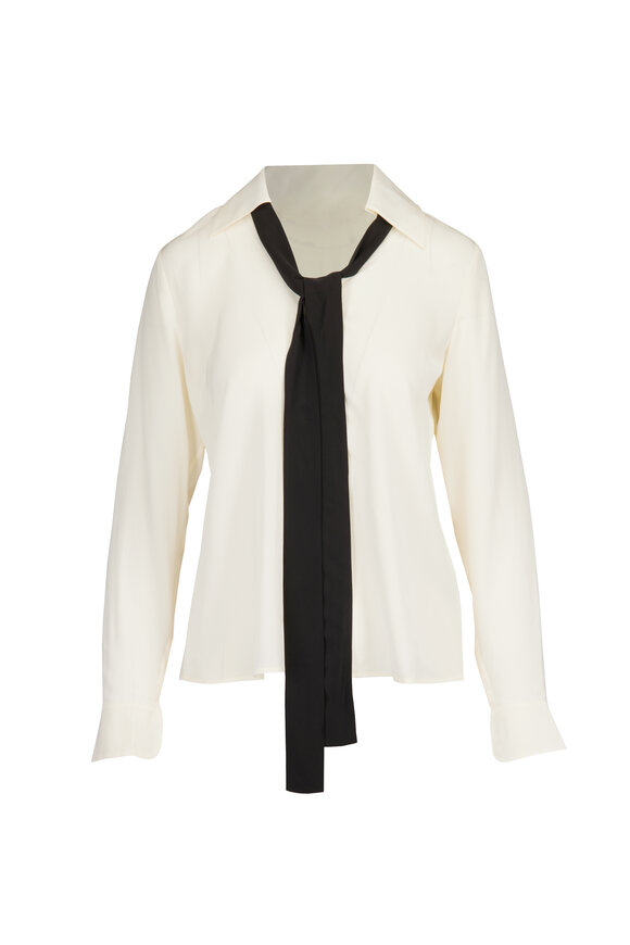 Frame Cream & Black Contrast Tie Blouse - view 1