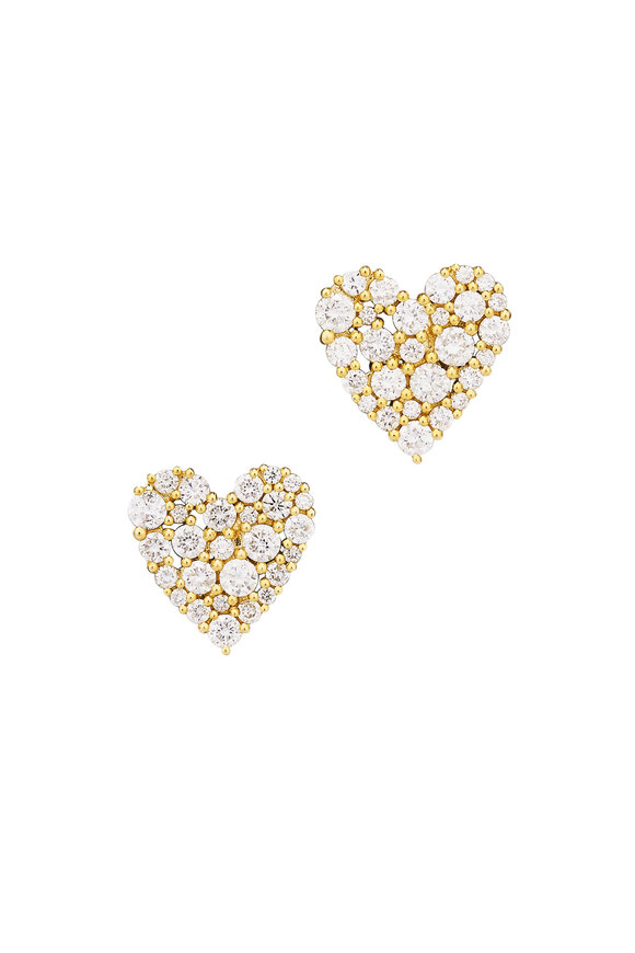 Sydney Evan 14k Yellow Gold Diamond Heart Studs