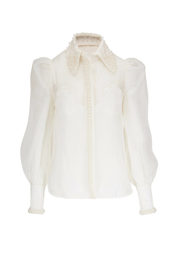 Zimmermann - Ivory High Tide Pearl Button Down Shirt