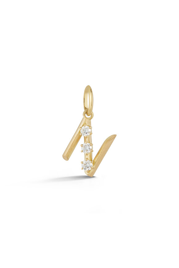 Jade Trau 18k Yellow Gold Letter "N" Charm