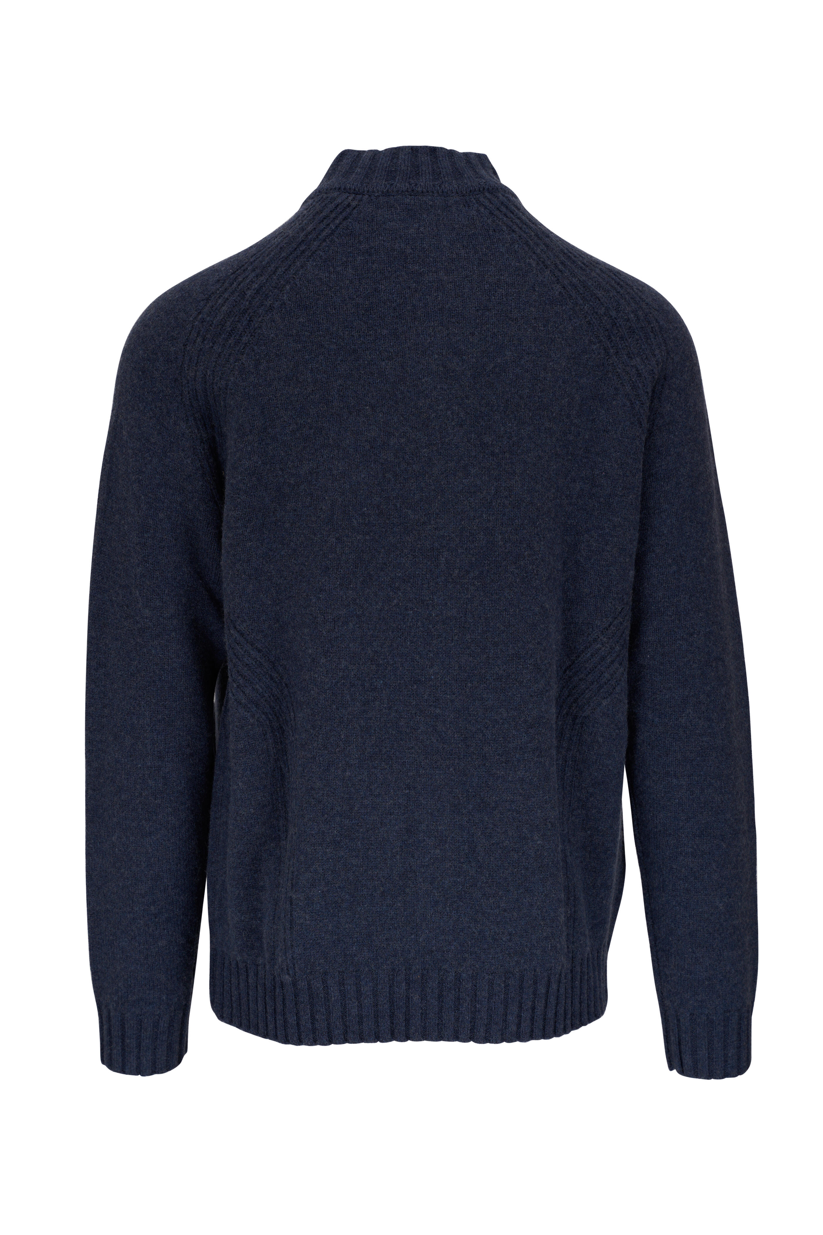 Patrick Assaraf - Dark Indigo Merino Wool Full Zip Sweater