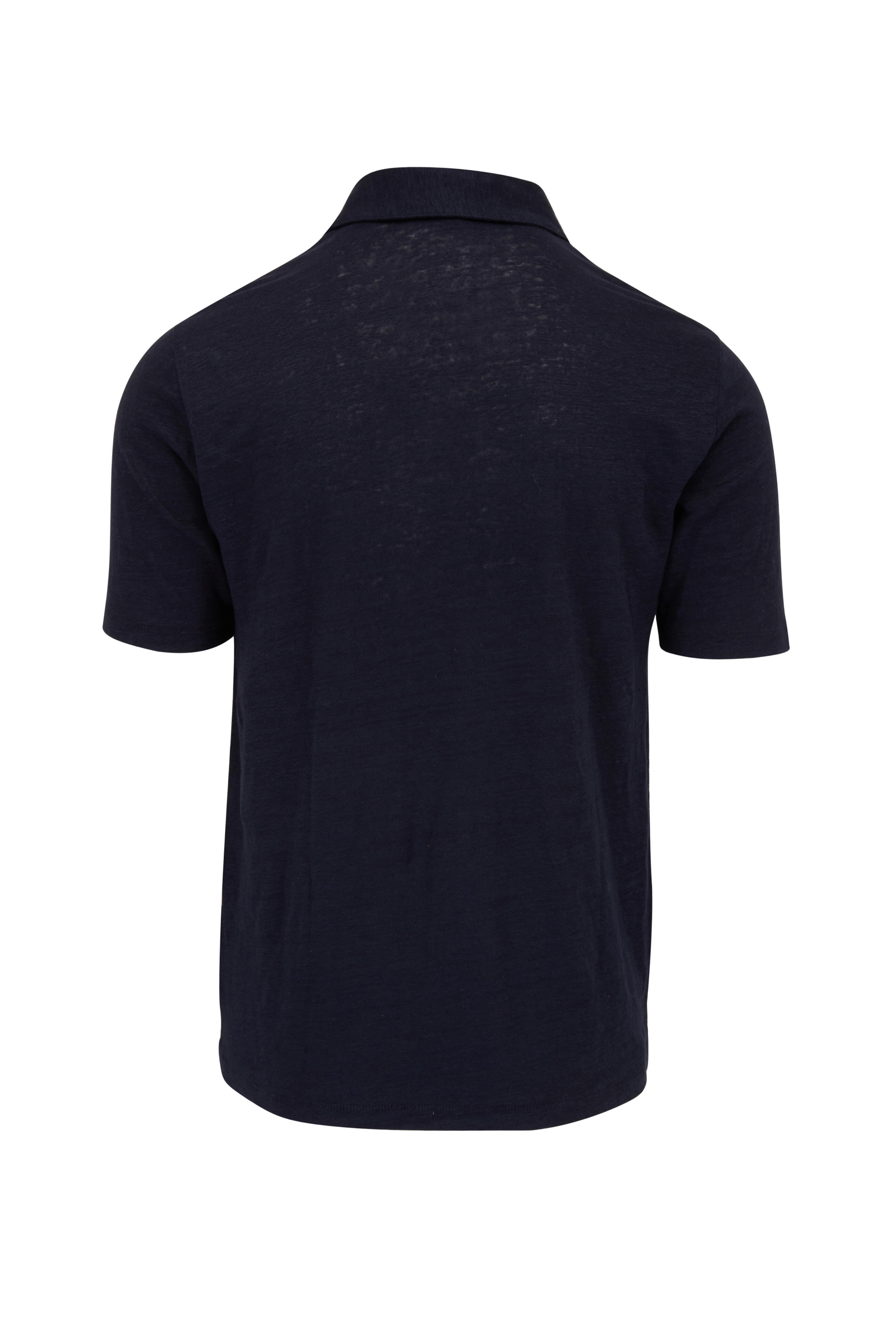 Vince - Coastal Blue Short Sleeve Linen Polo | Mitchell Stores