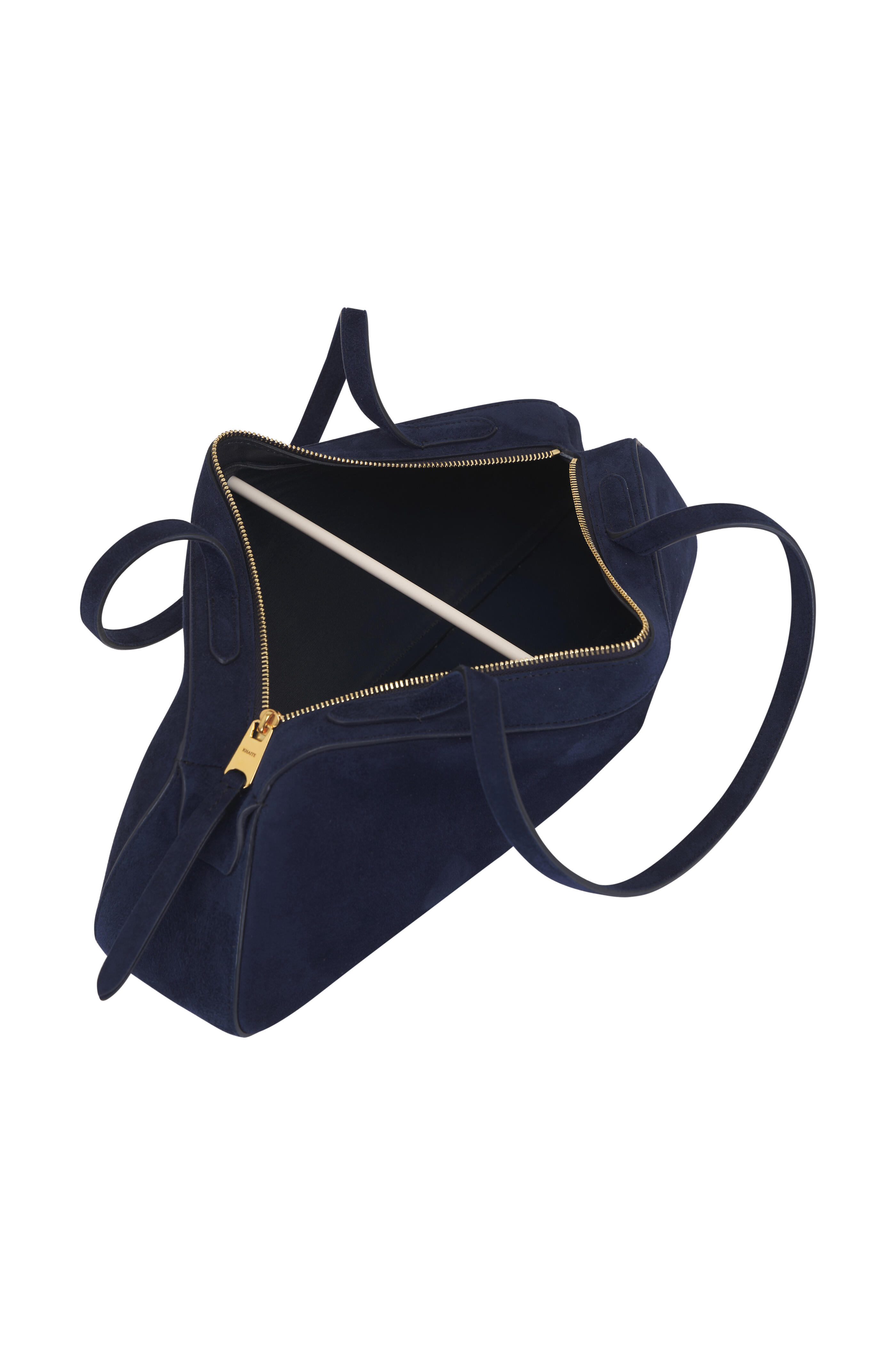 Khaite - Simona Midnight Suede Shoulder Bag | Mitchell Stores