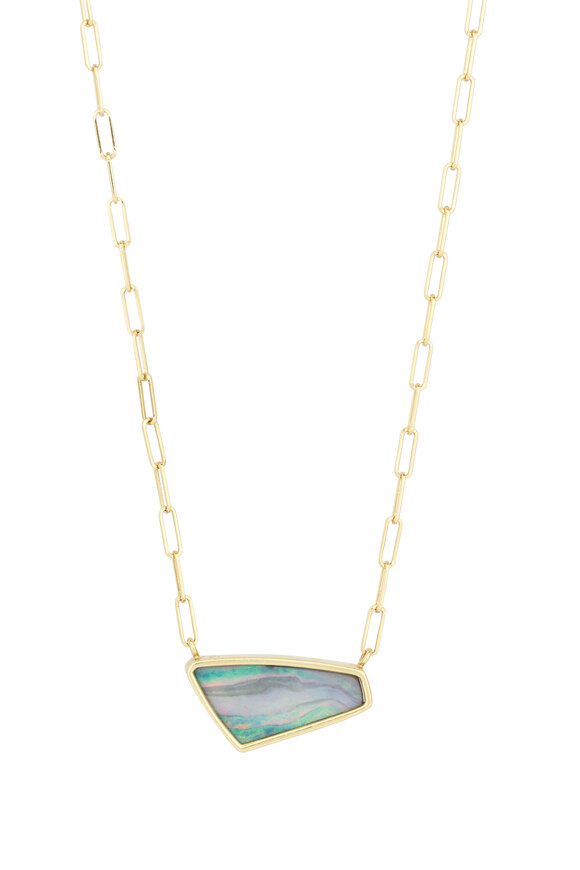 Lauren K 18k Yellow Gold Boulder Opal Necklace - view 2