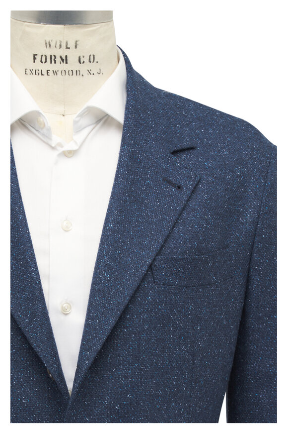 Brunello Cucinelli Donegal Leisure Blue Wool Blended Suit