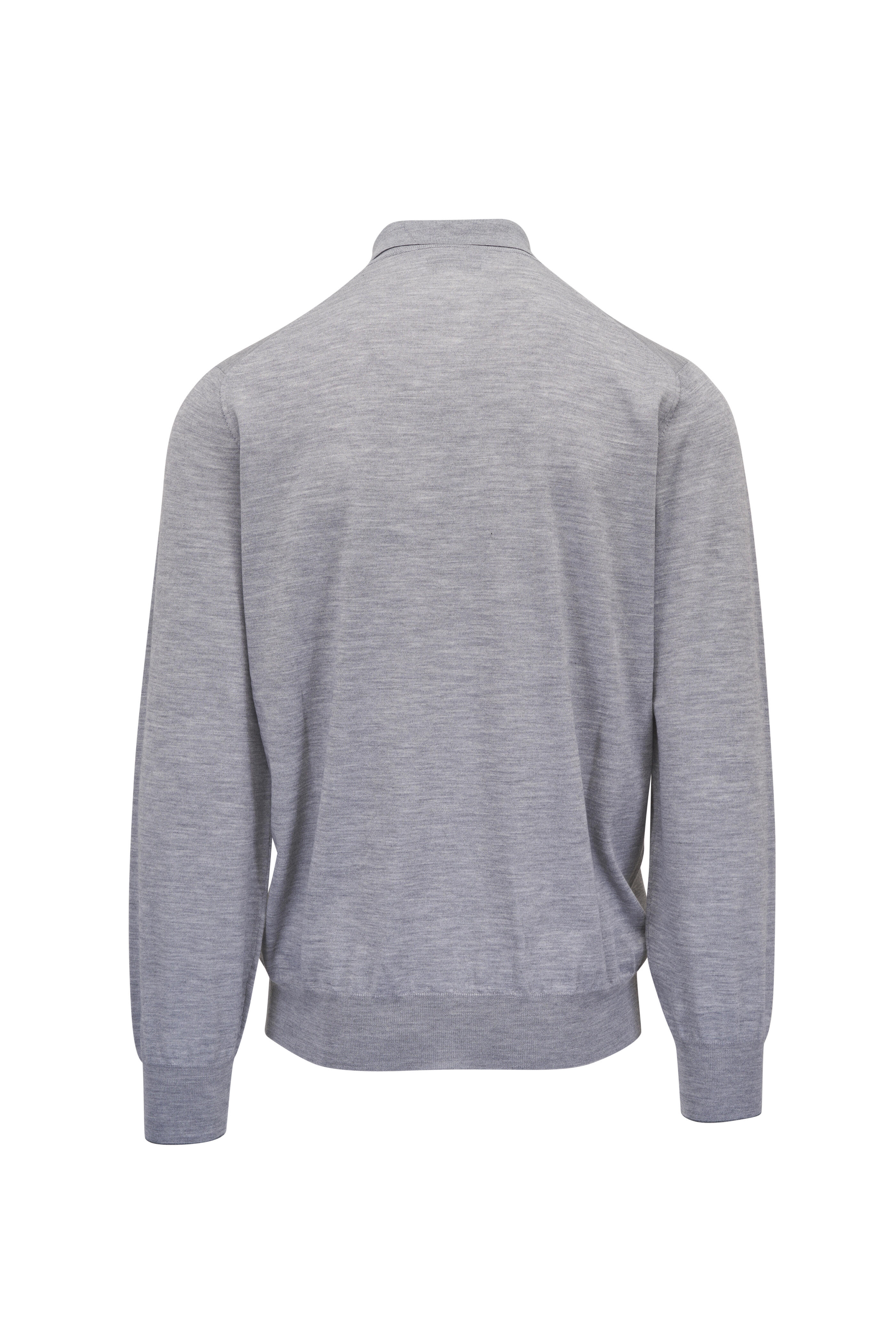 Brunello Cucinelli - Light Gray Wool & Cashmere Long Sleeve Polo