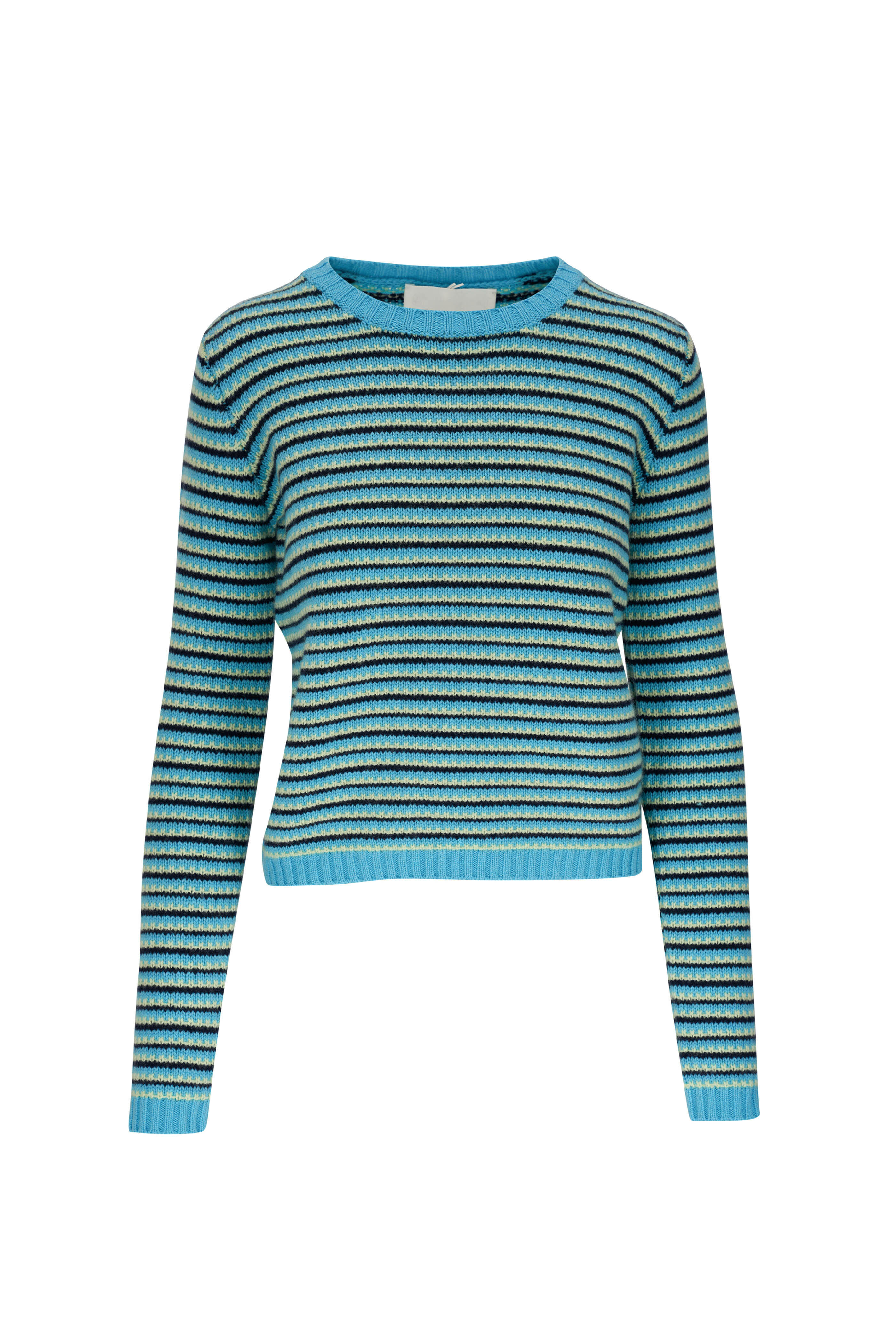 Lisa Yang - Mable Blue, Navy & Mint Striped Cashmere Sweater