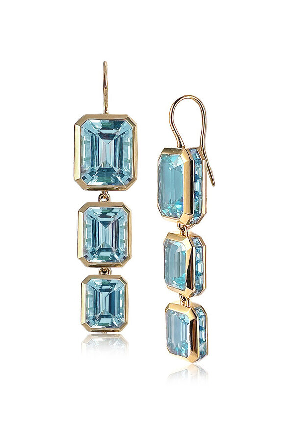 Nam Cho 18k Yellow Gold Aquamarine Triple Drop Earring - view 1