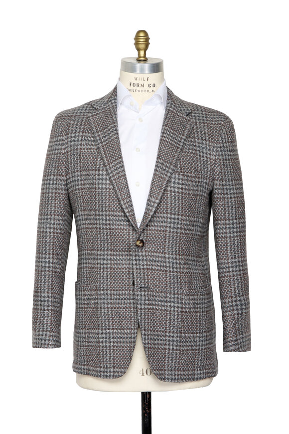 Kiton Dark Gray & Rust Heavy Weave Sportcoat - view 2