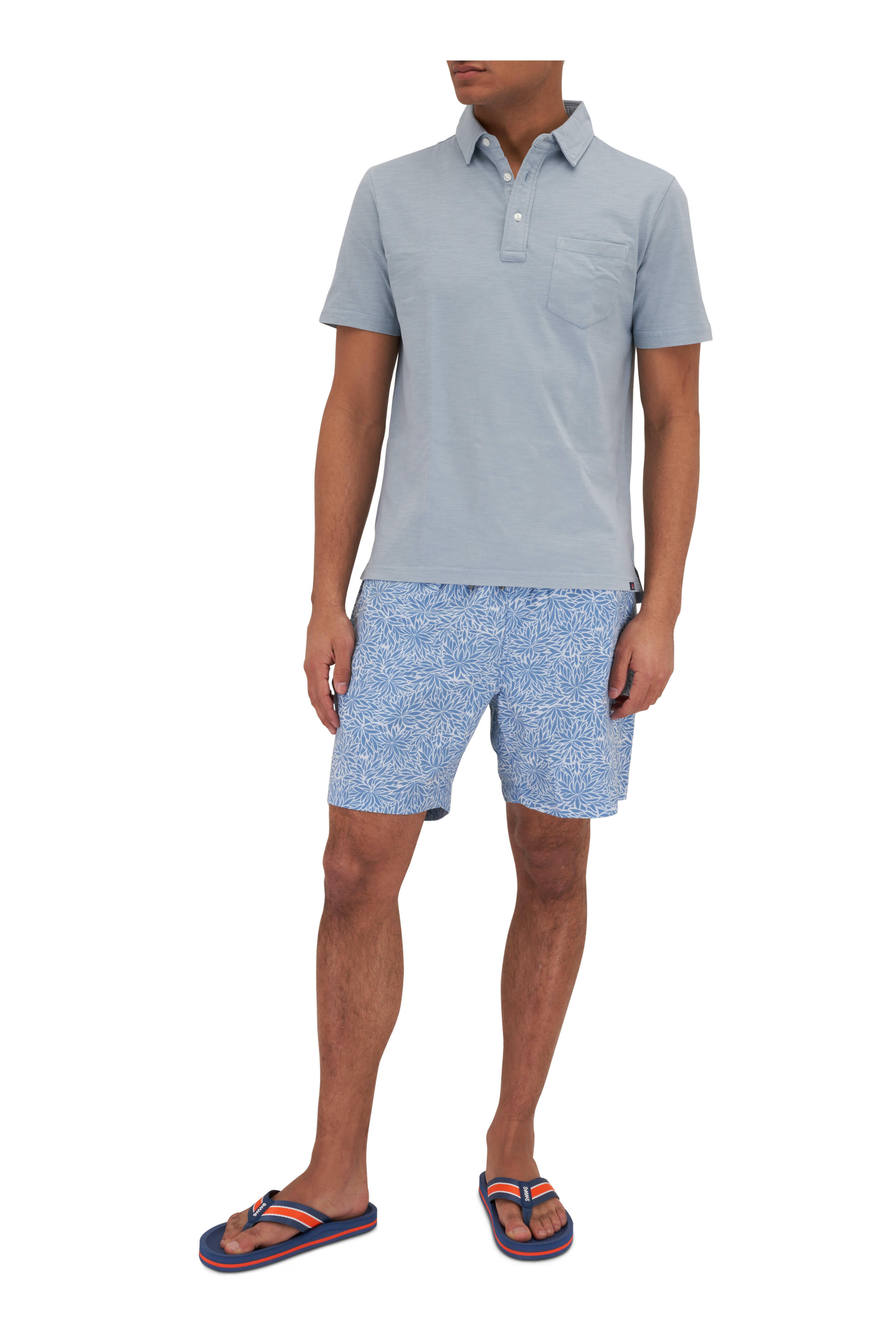 Faherty Brand Beacon Blue Waters Frond Print Swim Trunks