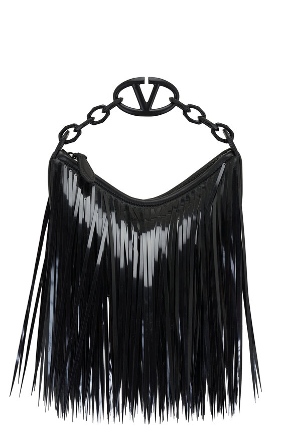 Valentino Garavani Mini Hobo Moon Black Fringe Bag