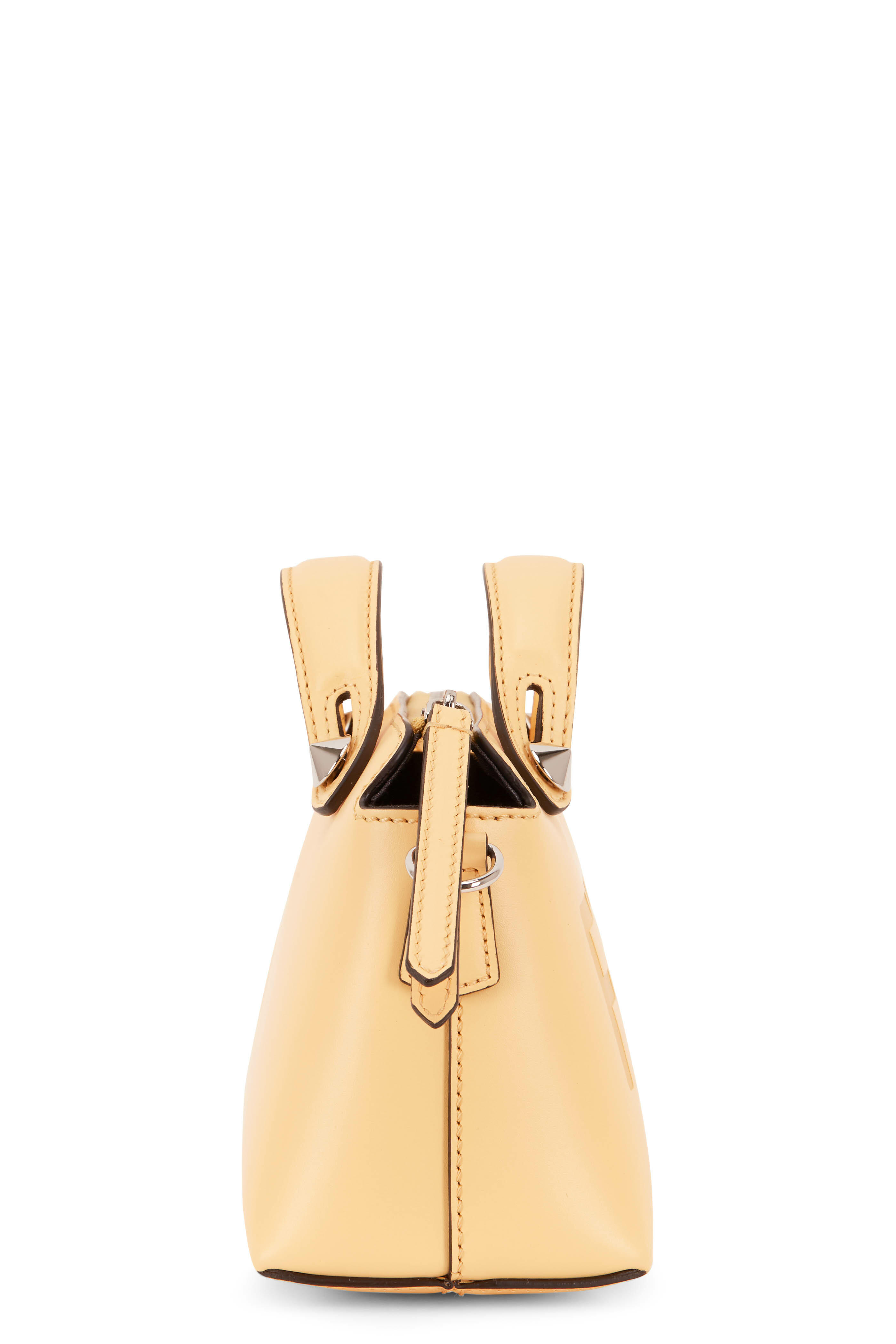 Yellow Designer Top Handle Satchel Leather Bag with Adjustable