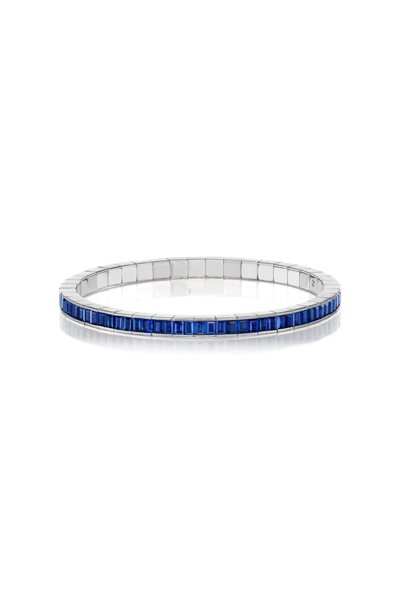 Nam Cho 18k White Gold Blue Sapphire Stretch Bracelet - view 1