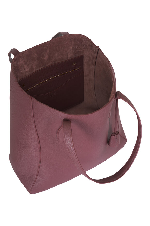 Loro Piana Needle Glazed Mocha Grained Leather Shopper - view 4