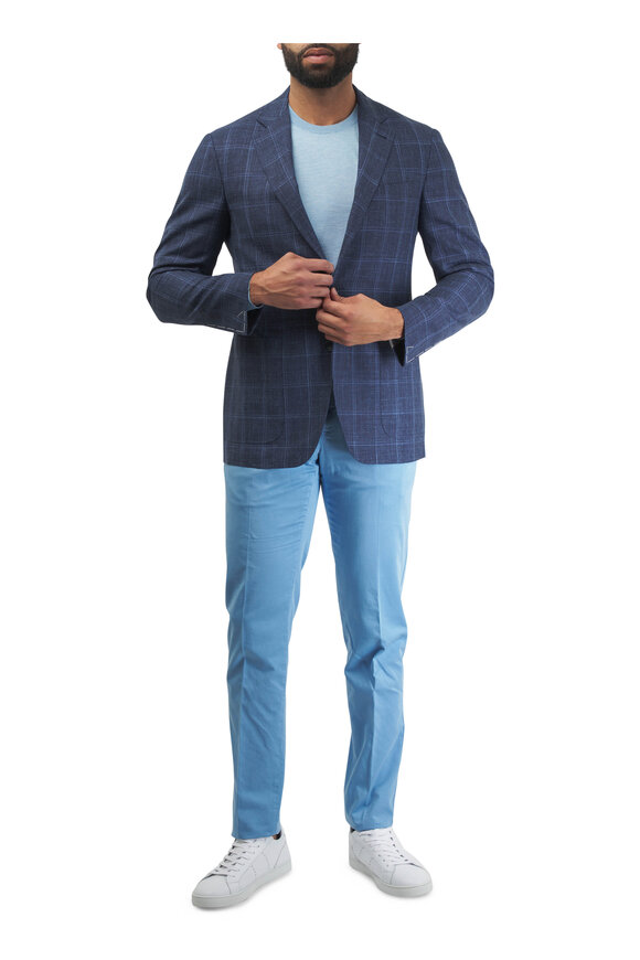 PT Torino - Blue Slim Fit Flat Front Chino