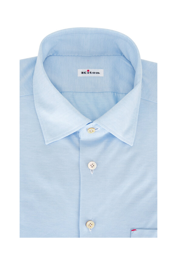 Kiton Light Blue Cotton Dress Shirt