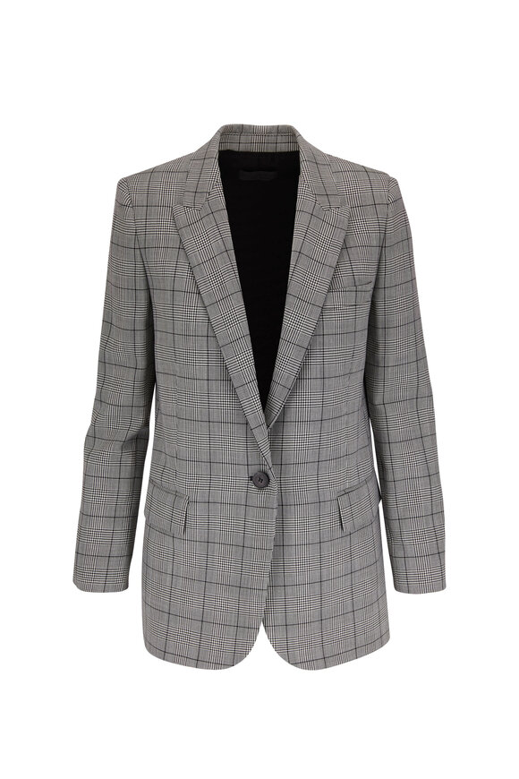 Nili Lotan - Diane Wool Black & Ivory Plaid Blazer