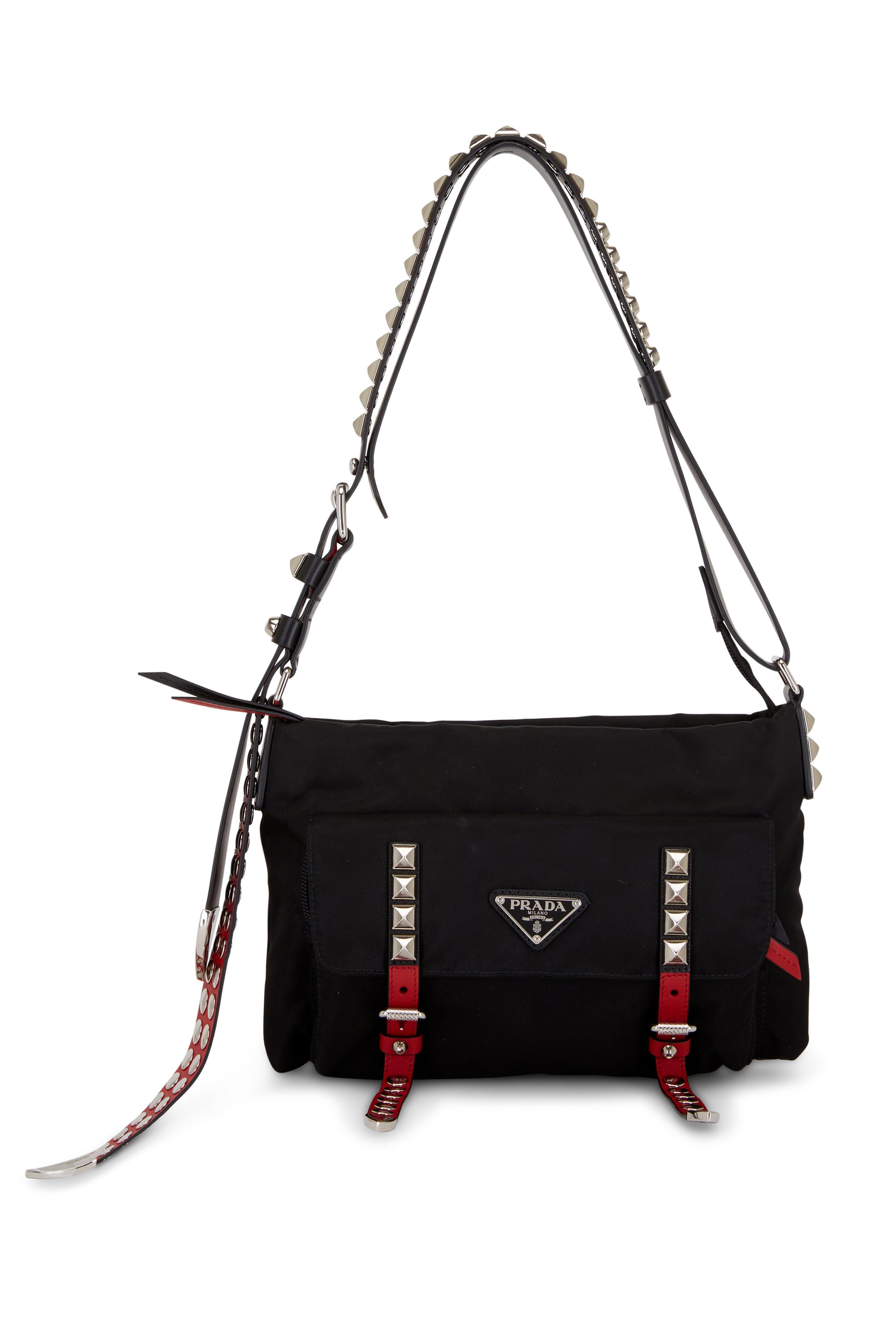 Black Prada Nylon Top Handle Bag