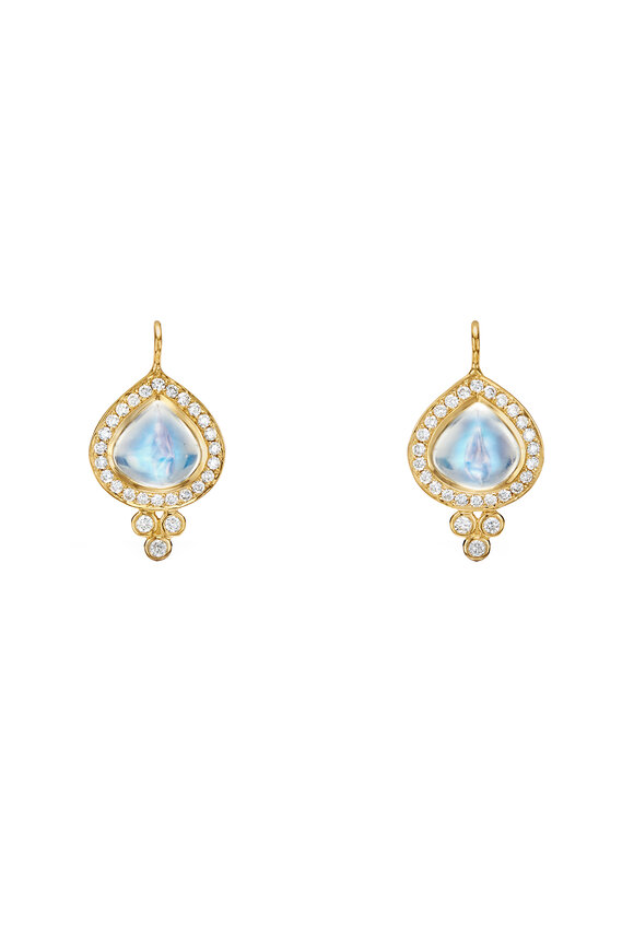 Temple St. Clair - 18K Yellow Gold Classic Blue Moonstone Earrings