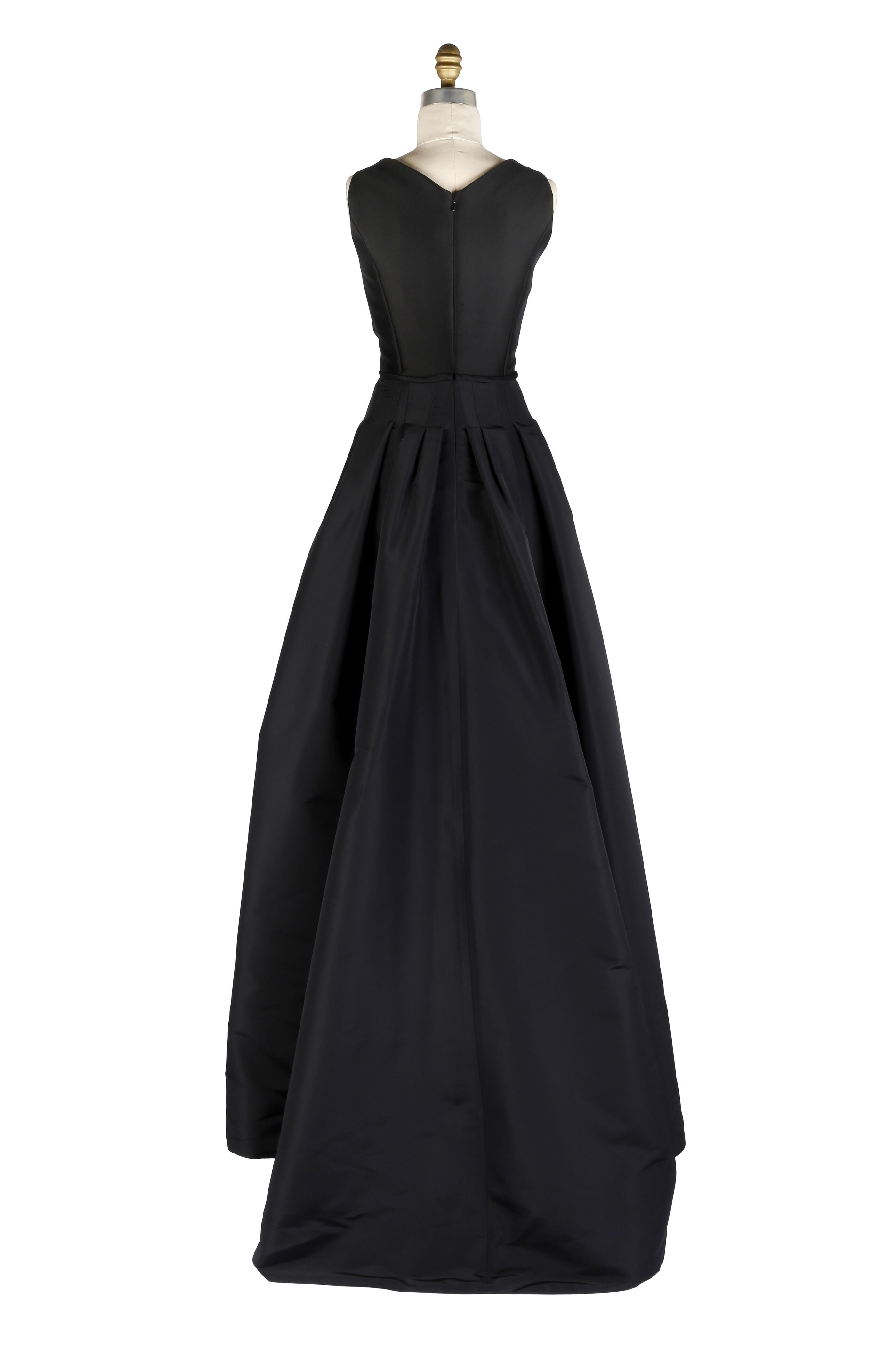 Carolina Herrera - Black Silk Faille Deep V Neck Gown