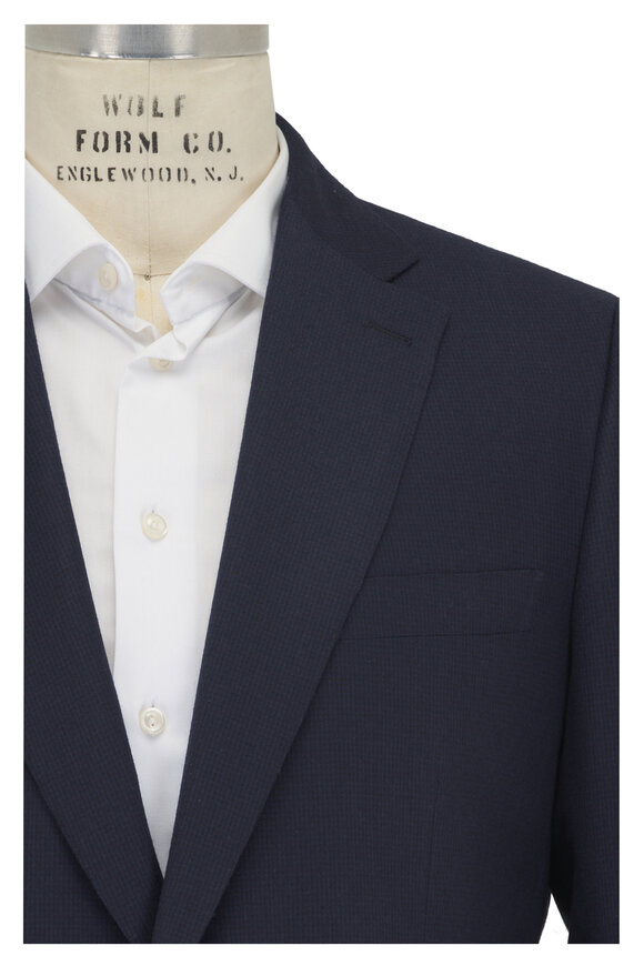 Brioni - Navy Blue Microcheck Wool & Cashmere Suit 