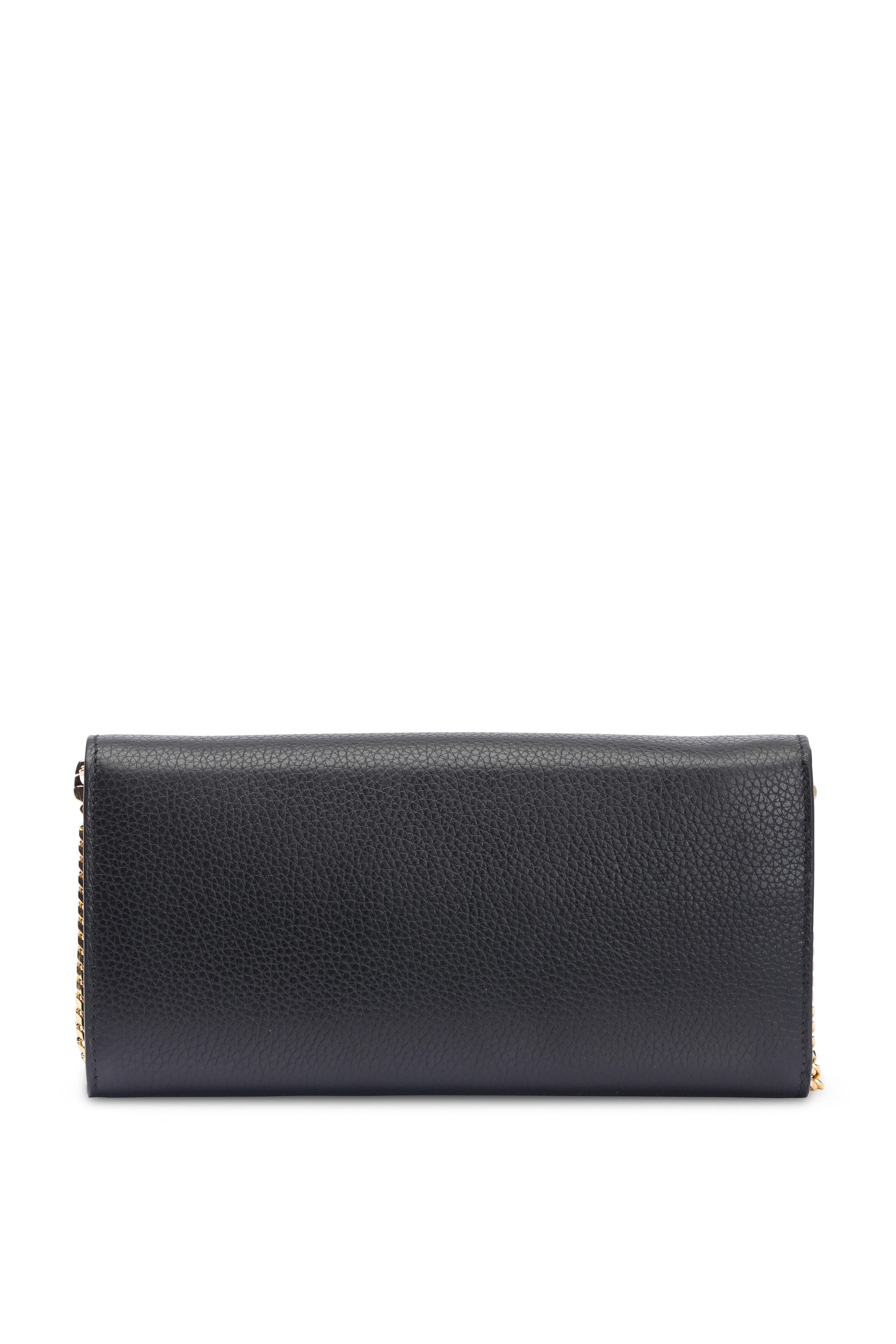 McQueen - Black Leather Gold Skull Chain Wallet | Mitchell