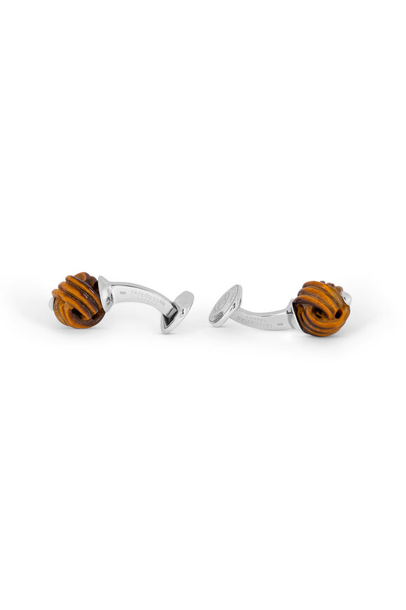 Tateossian - Hand-Carved Tiger's Eye Knot Cufflinks