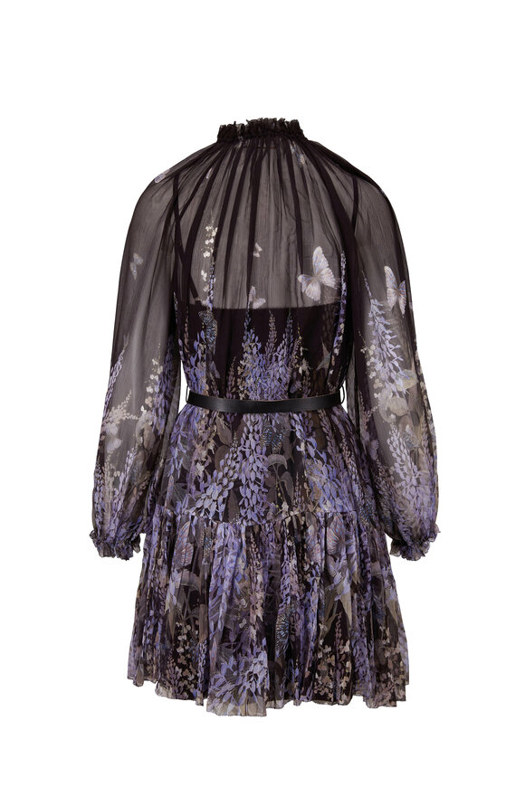 Zimmermann - Botanica Lantern Black Lavender Tea Mini Dress