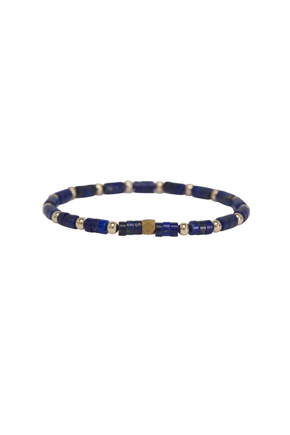 Cristina V. Lapis Barrel Bracelet with Gold Balls
