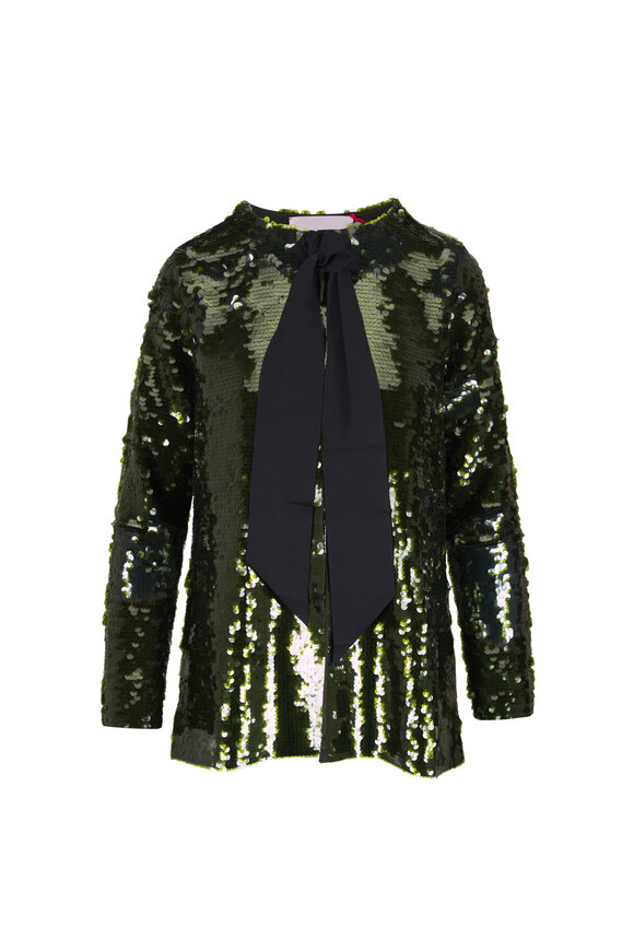 Carolina Herrera Forest Green Embellished Cardigan - view 1