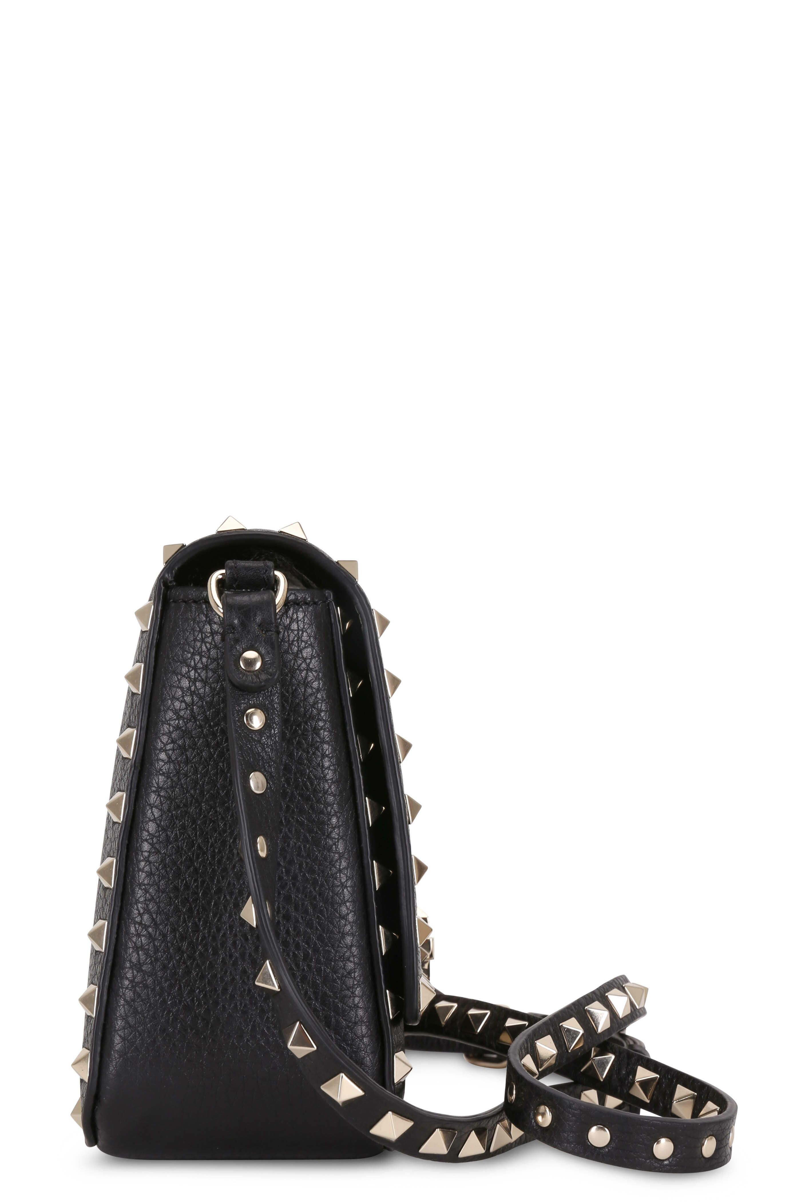 Valentino Garavani Women's Rockstud Black Leather Chain Crossbody Bag | by Mitchell Stores