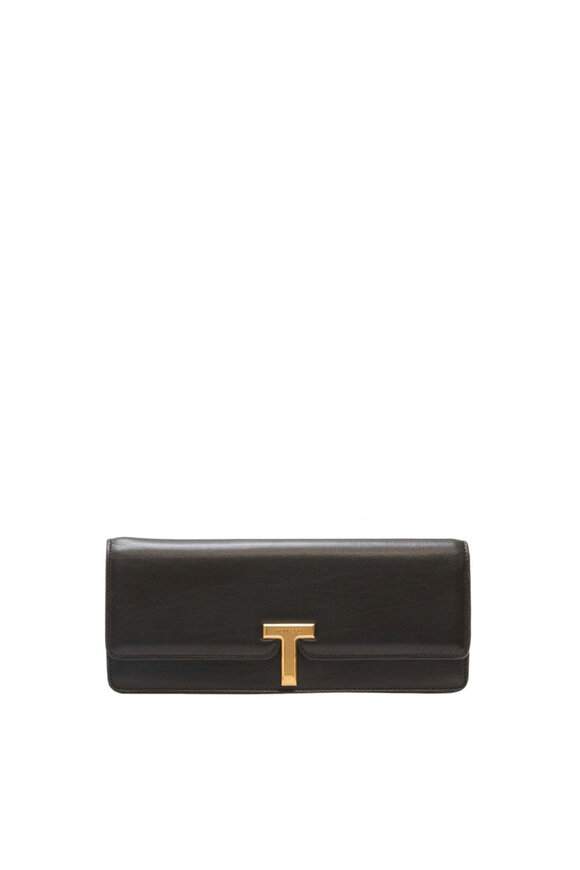 Tom Ford Mini Wallis Black Smooth Calfskin Leather Clutch