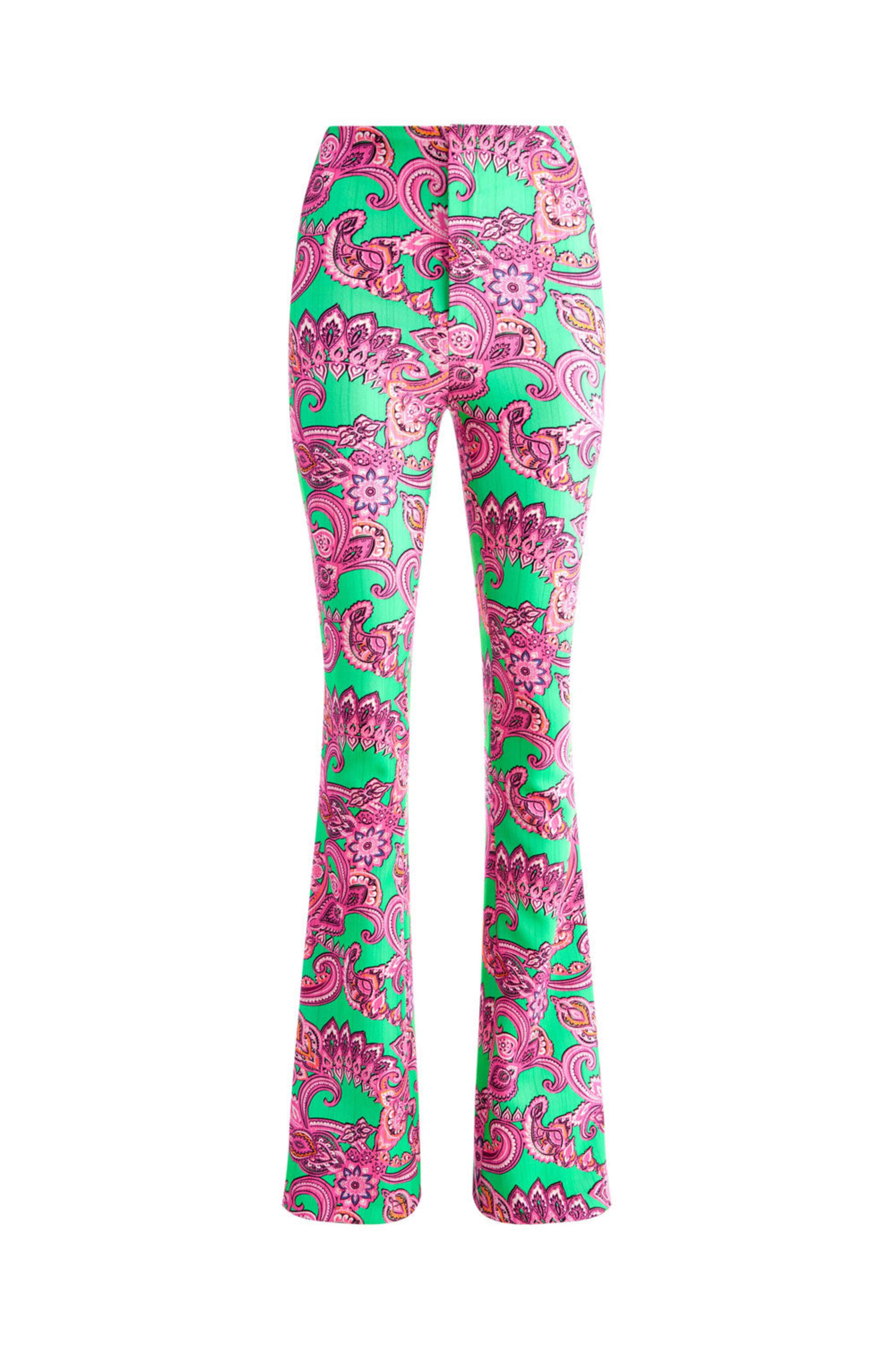 Alice & Olivia - Green Spring Paisley High Rise Teeny Flare Pant