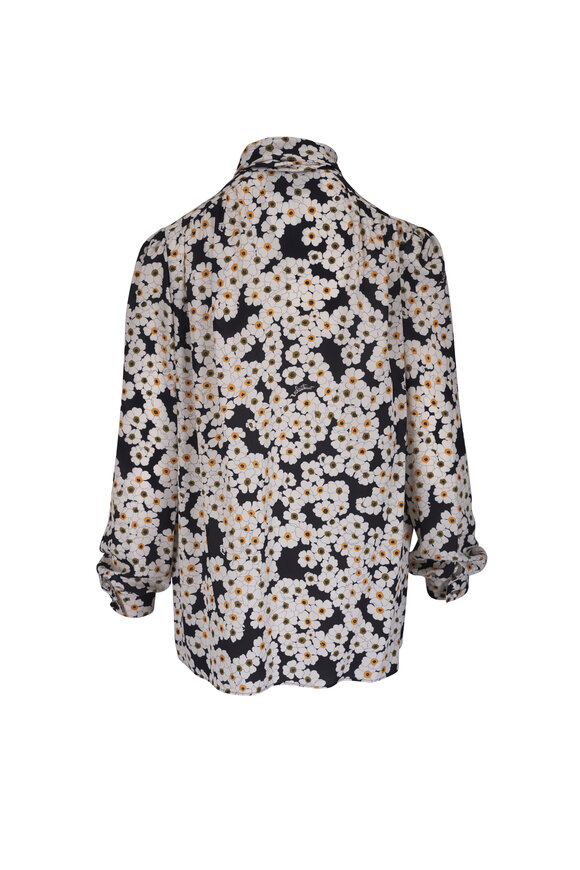 Valentino Nero & Multicolor Crepe de Chine Floral Blouse - view 2