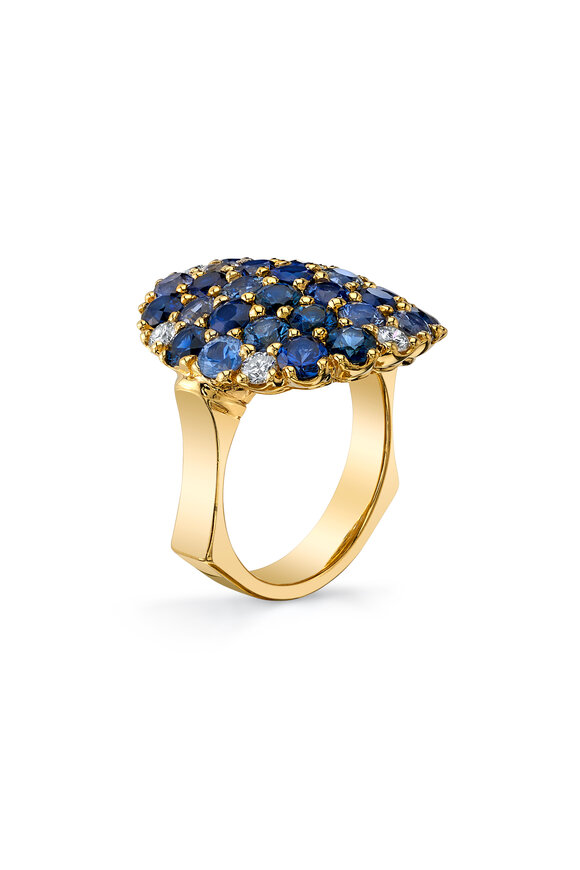 Aaron Henry Blue Sapphire Diamond Ring - view 3