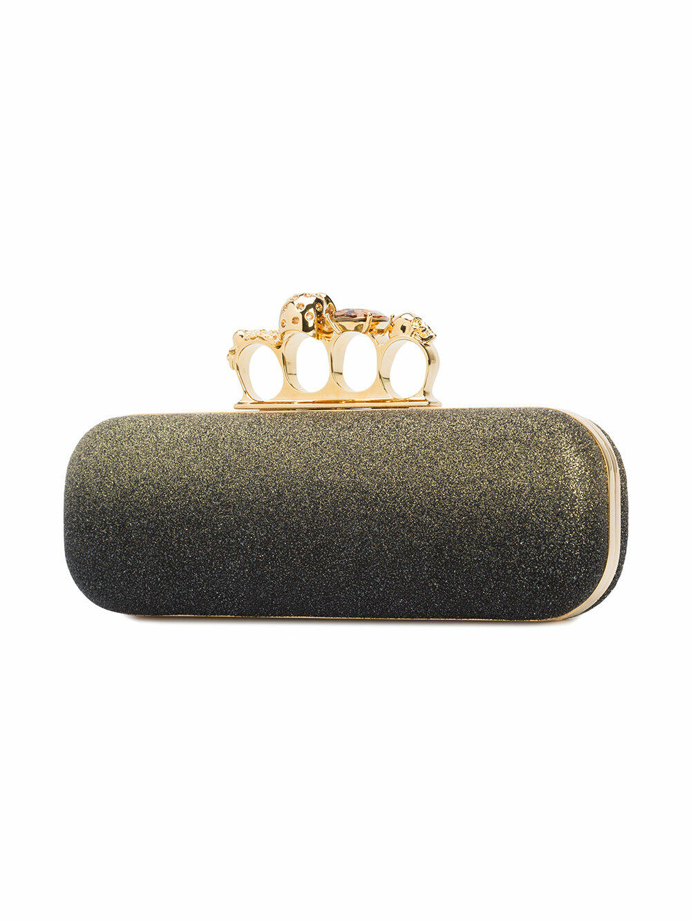 McQueen - Black & Gold Glitter Ombré Knuckle Clutch