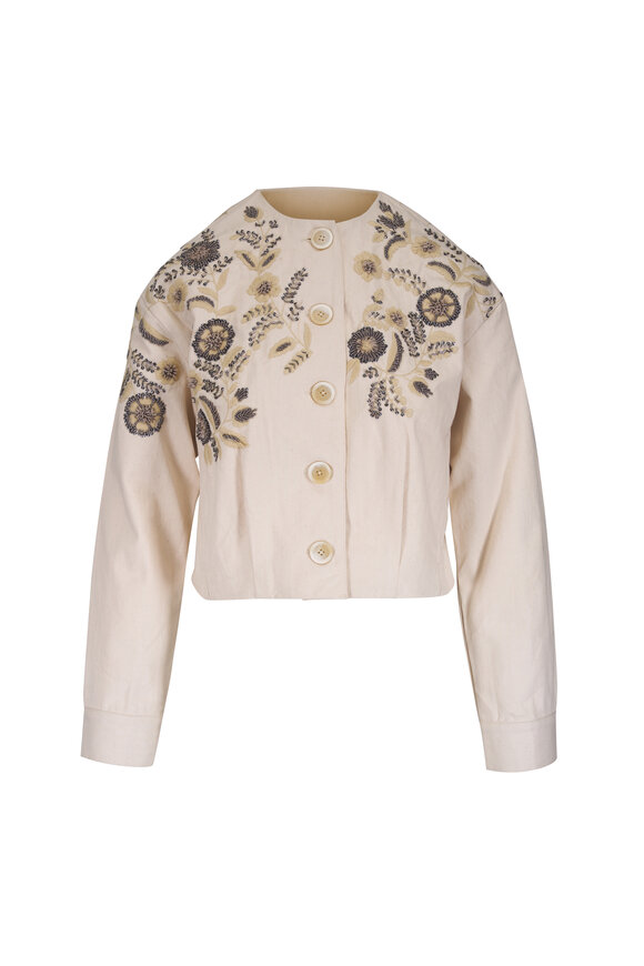 Veronica Beard Emeren Ecru Cotton Jacket - view 1