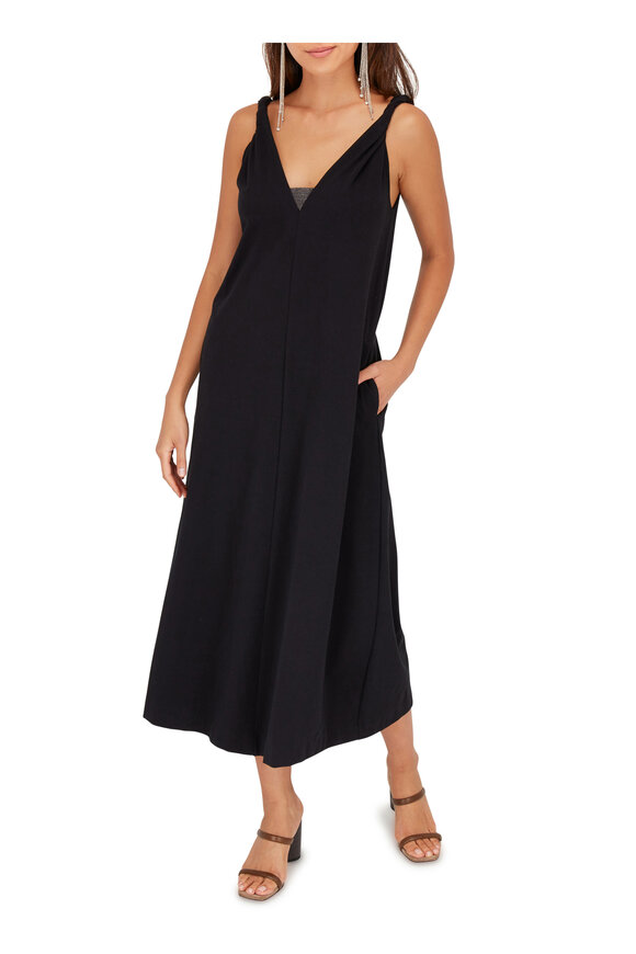 Brunello Cucinelli - Black Couture Jersey Monili Inset