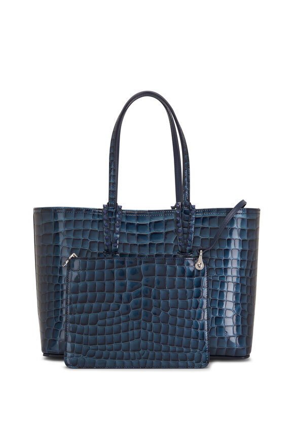 Christian Louboutin - Cabara Denim Blue Embossed Leather Tote