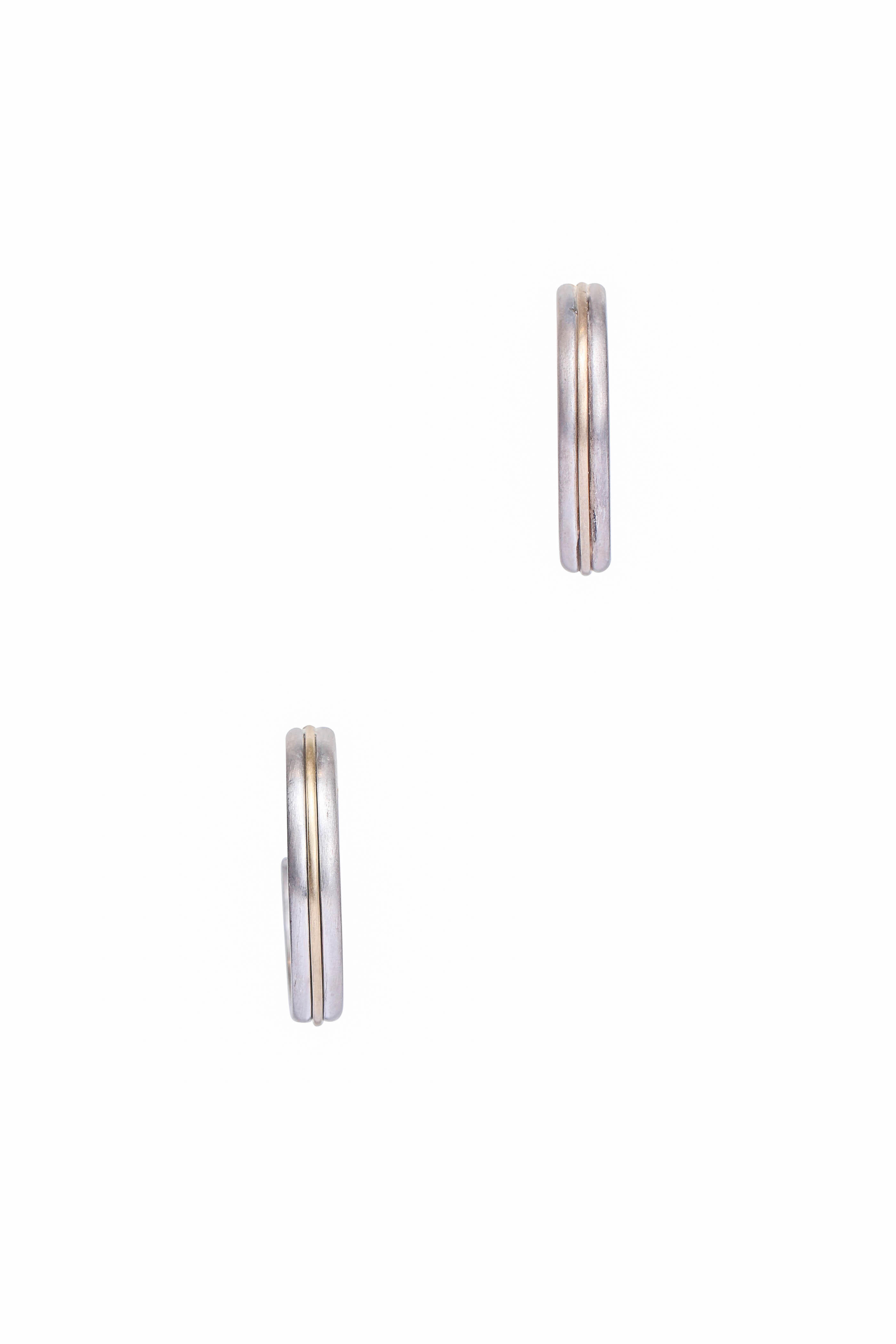 .925Suneera - Vintage Sterling & Gold Hoop Earrings