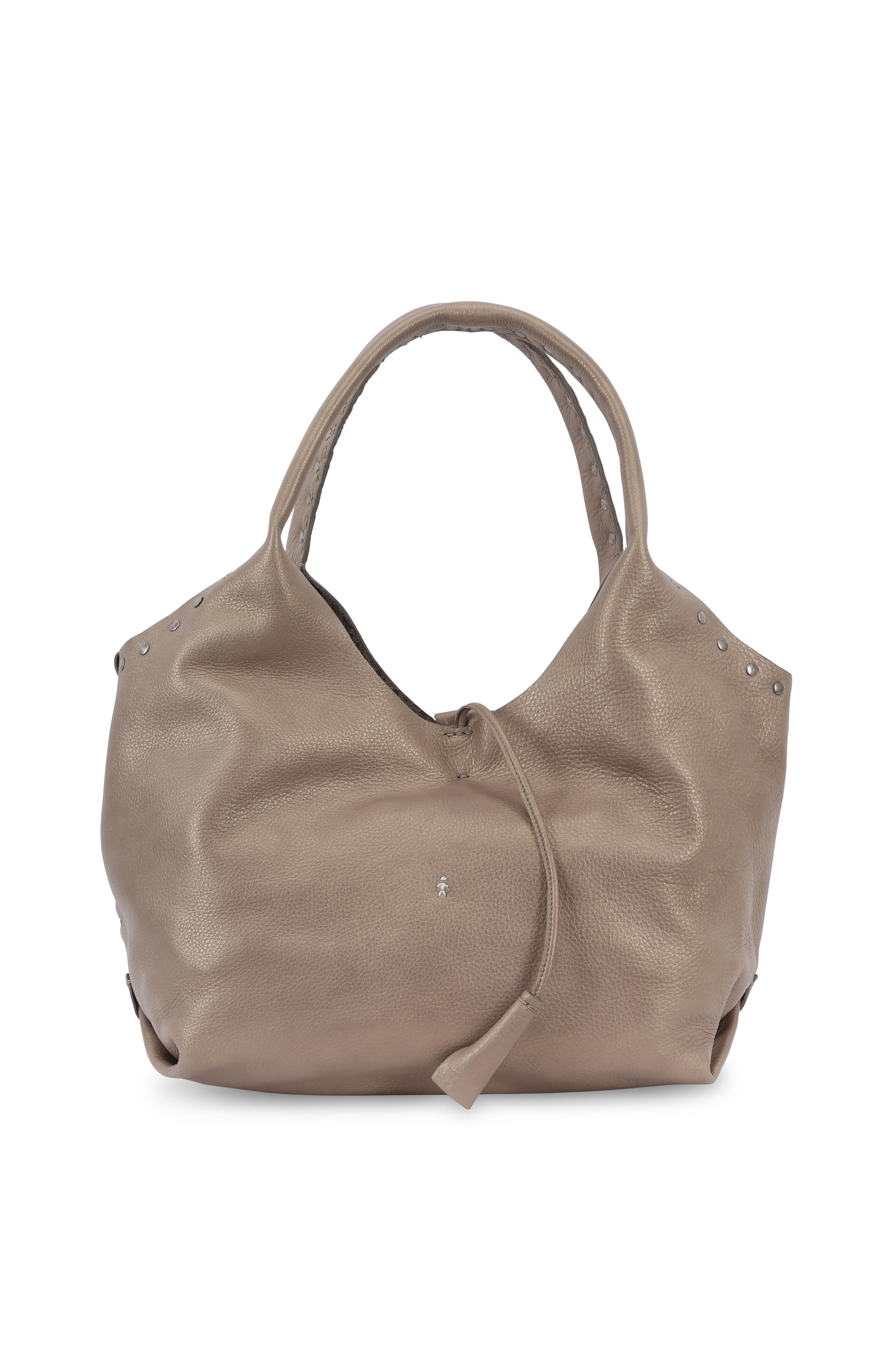 Henry Beguelin - Brioche Gold Acacia Leather Studded Hobo Bag