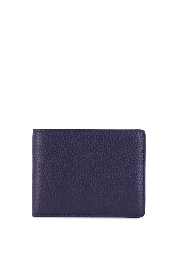 Bosca - Navy Grained Leather Bi-Fold Wallet