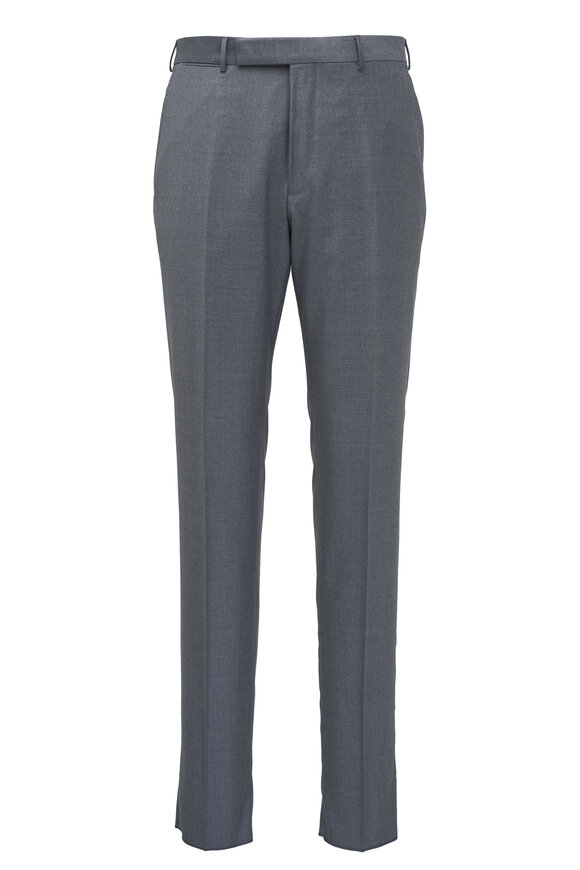 Zegna Light Gray Wool Twill Pant