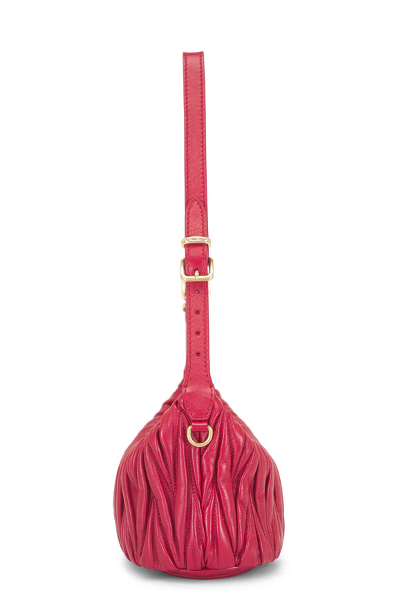 Miu Miu Rosso Red Quilted Nappa Leather Pouch - view 4