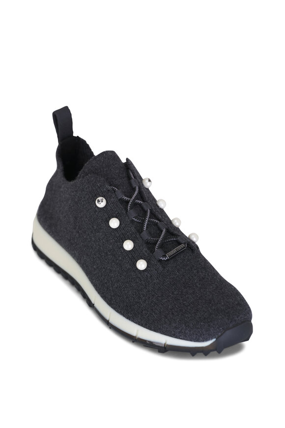 Jimmy Choo Black Mix Cashmere Mélange Knit Sneaker 