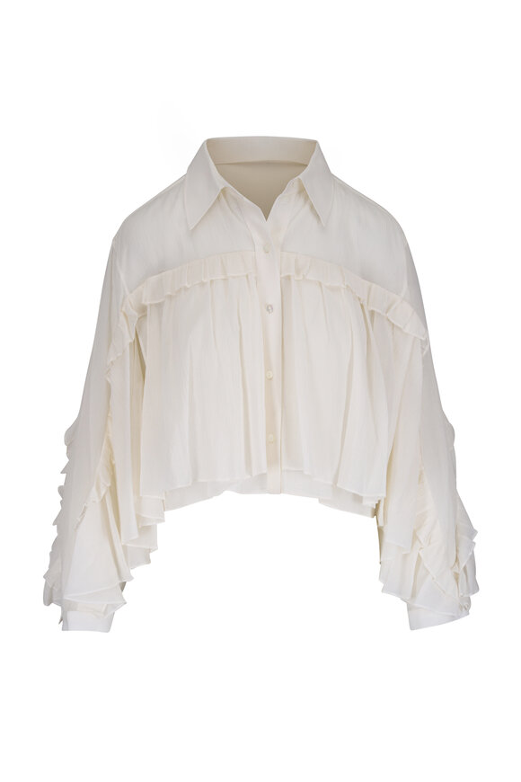 Dorothee Schumacher Dreamful Volumes Orchid White Ruffle Blouse - view 1
