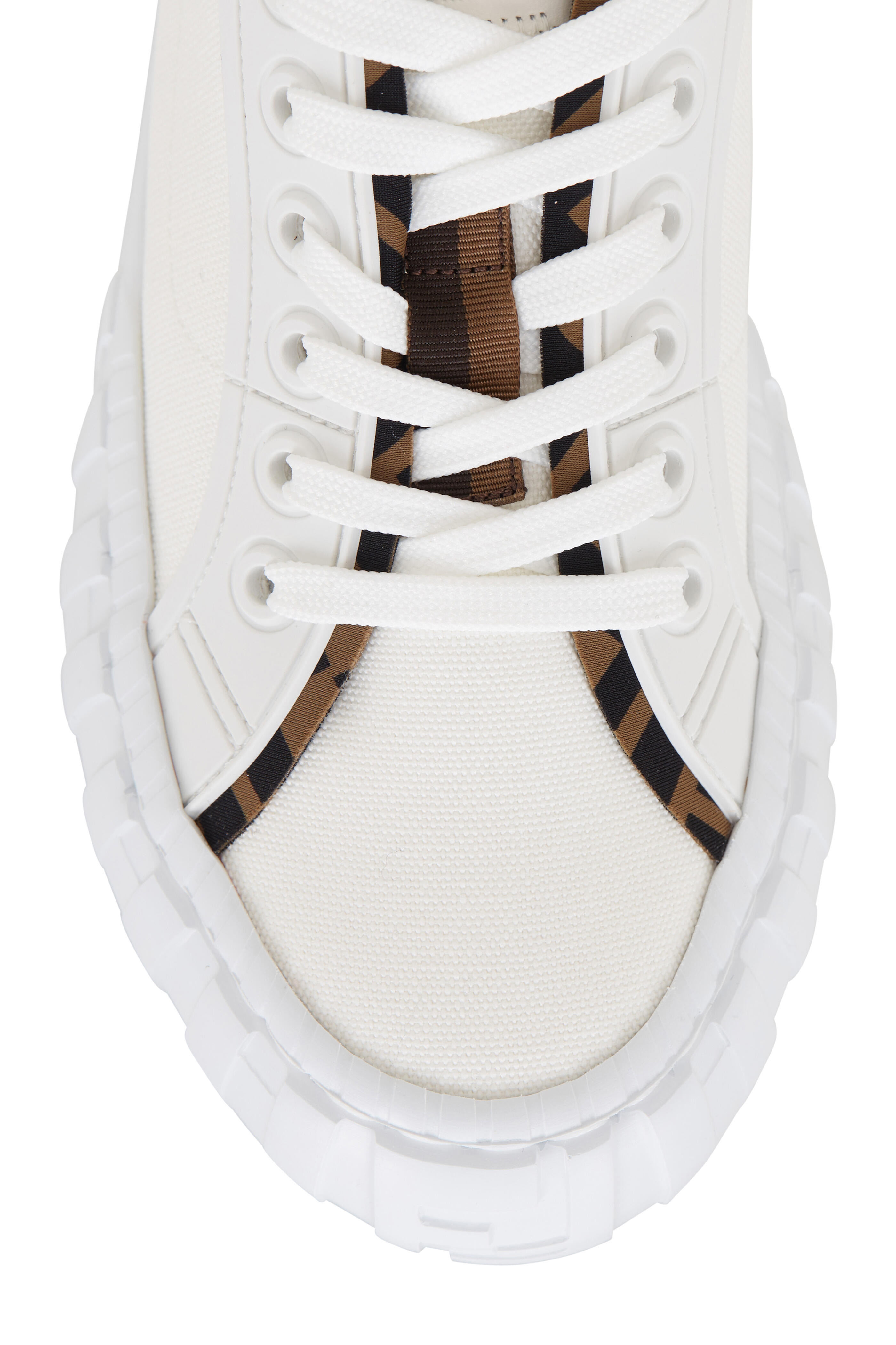 Fendi - White Canvas FF Print Heel Sneaker | Mitchell Stores